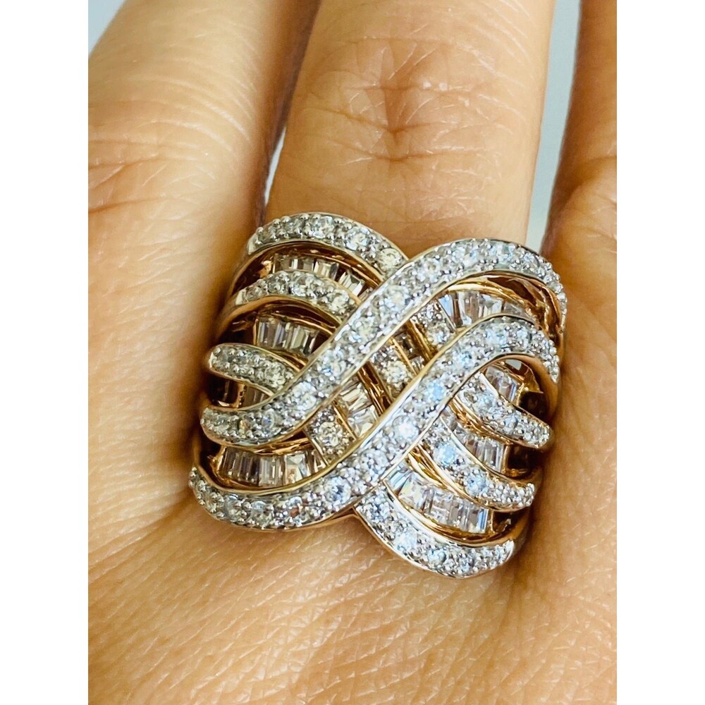 Meda 925 silver 14kt gold vermeil cubic zirconia wedding ring size 8